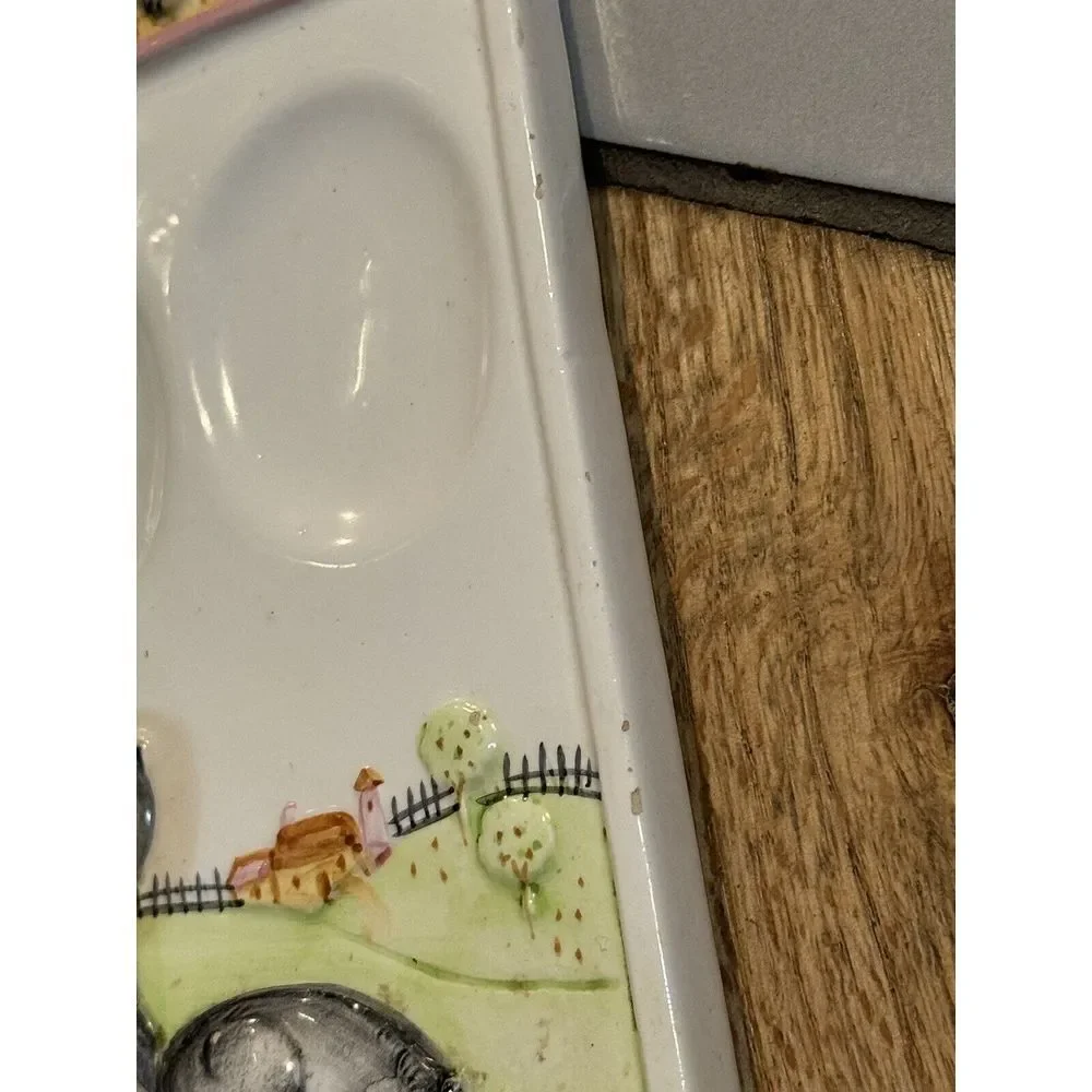 Ceramic Cat Wall Hanging Spoon Rest Trinket Tray Farm Cottagecore Kitty Barn